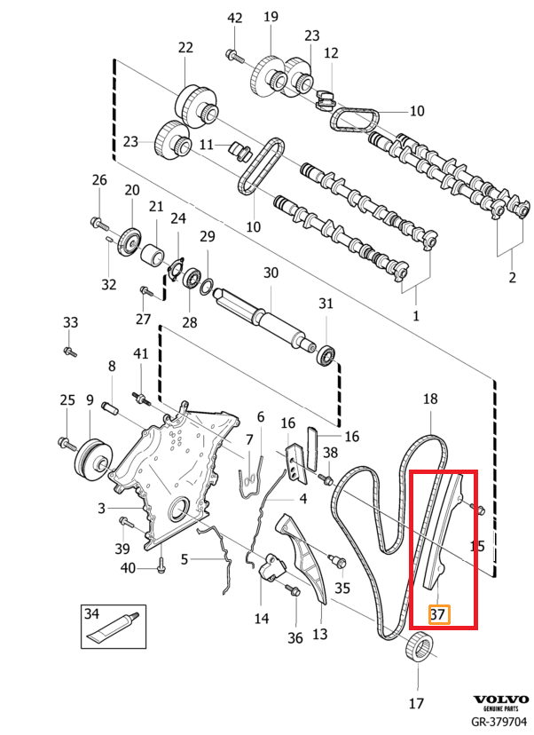 V8 Mootoriketi alumine parem liugur originaal (30720159) - Image 2