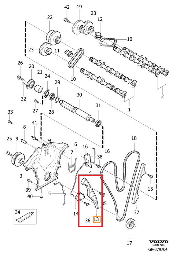 V8 mootoriketi alumine vasak liugur originaal (30720157) - Image 2